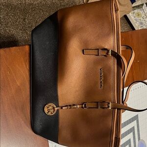 Michael Kors Tan and Black bucket bag